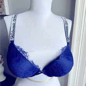 NWT Victoria's Secret VERY SEXY Shine Strap Push-Up Bra Night Ocean 38C,